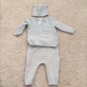 Cozy Gray Knit Kids Matching Set